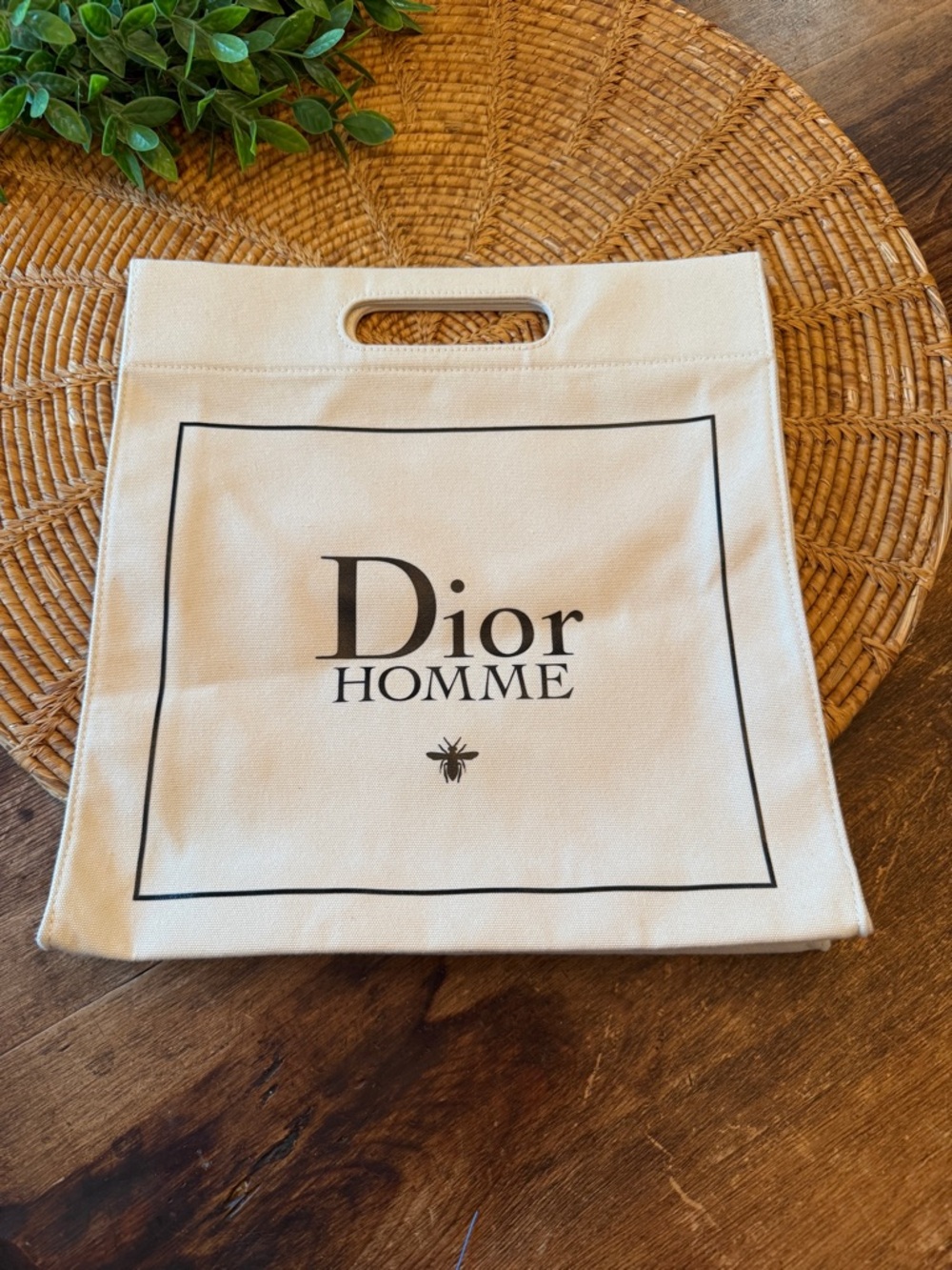 Dior Canvas Tote in Cream with Black Logo